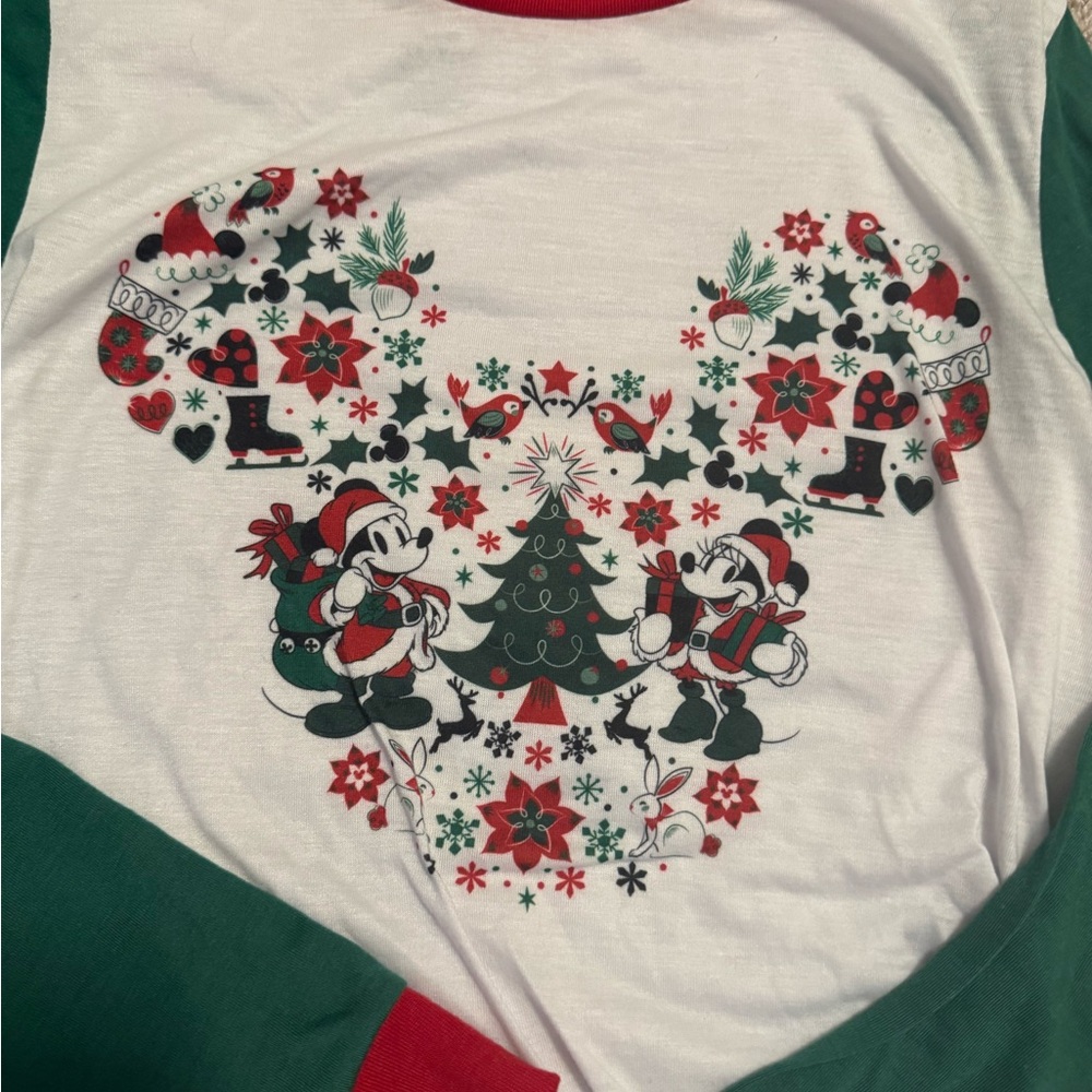 Women's Disney Christmas Long Sleeve Pajama Shirt with Holiday Design - Picture 3 of 5